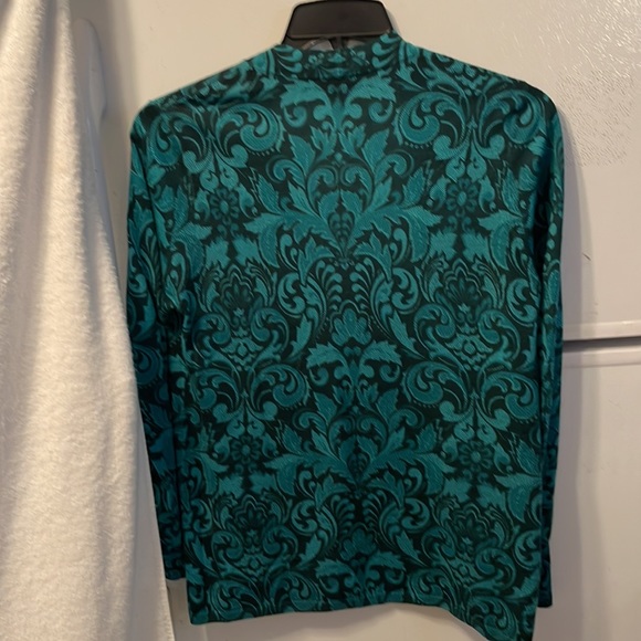 Talbot’s Pure Merino Wool Aqua Print Cardigan Size Large Petite Very Soft (7) - Picture 4 of 4